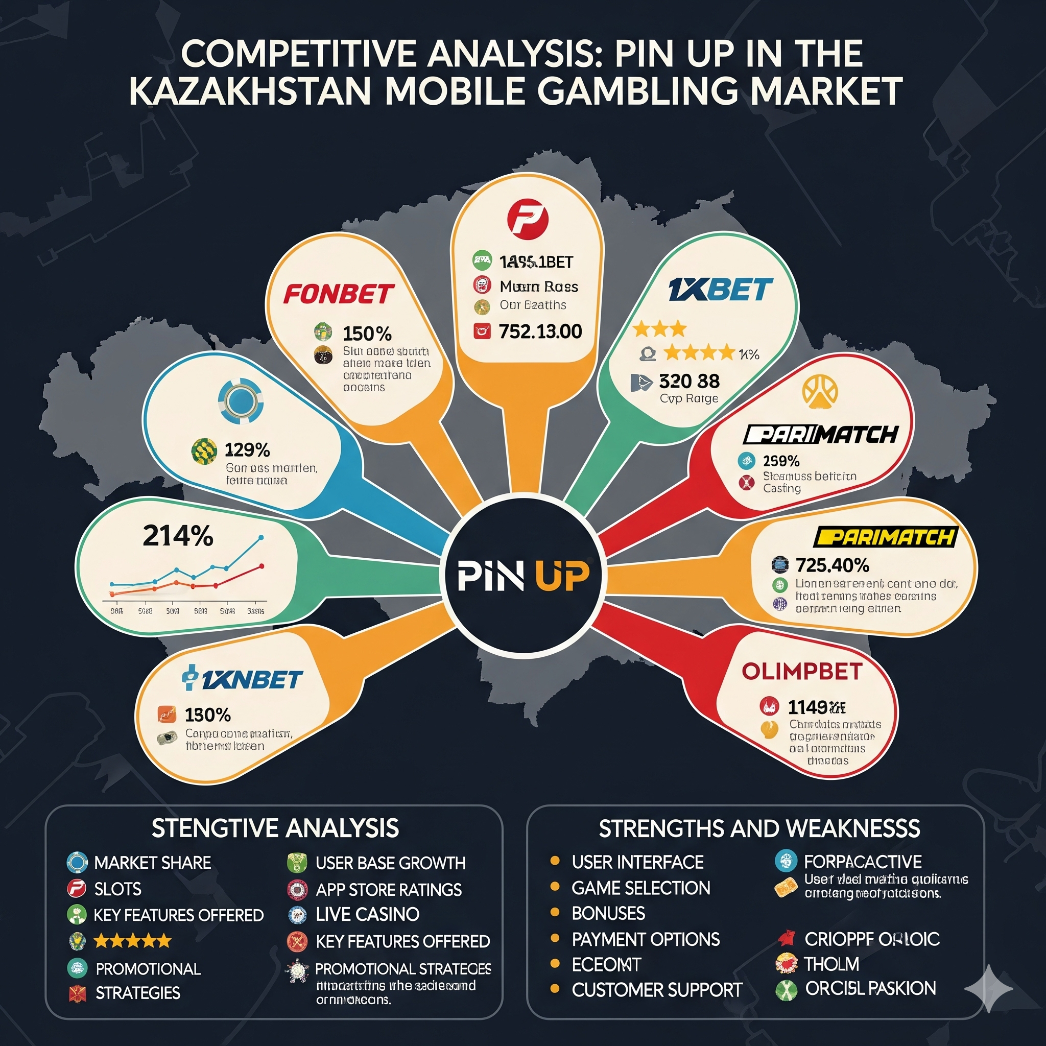 Конкурентный анализ Pin Up на рынке мобильного гемблинга Казахстана
