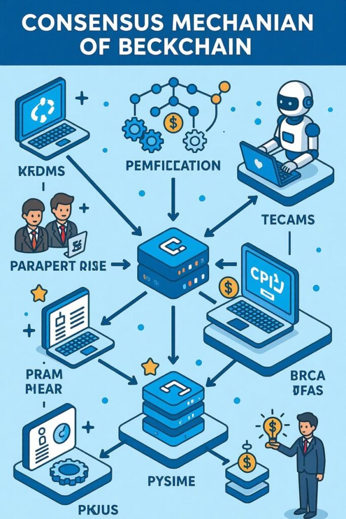 схема работы механизма консенсуса в блокчейне